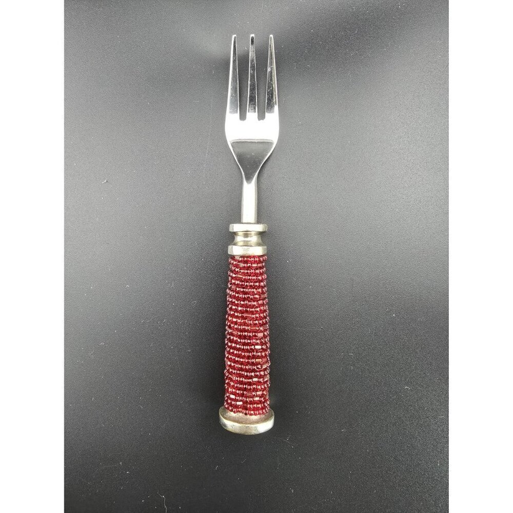 Vintage Pottery Barn Red Beaded Spreader and Fork - Picture 4 of 6